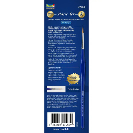 PAINTA Professional - Basic Set / 4 Pack, Synthetische Pinsel, Größe 00, 1, 2, 3