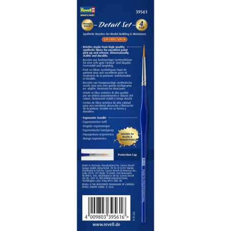 PAINTA Professional - Detail Set / 4 Pack, Synthetische Pinsel, Größe 5/0, 4/0, 3/0, 0