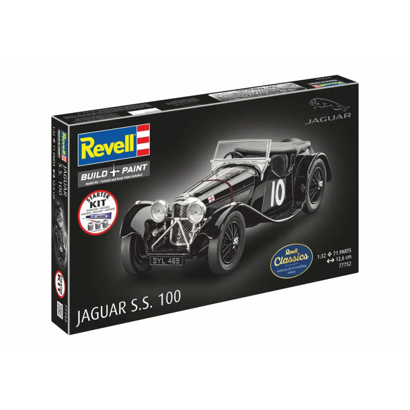 Starter Kit Jaguar SS 100, Revell Modellbausatz mit Basiszubehör