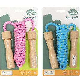 Outdoor active Springseil bunt, Holzgriff, Länge 250 cm, sortiert