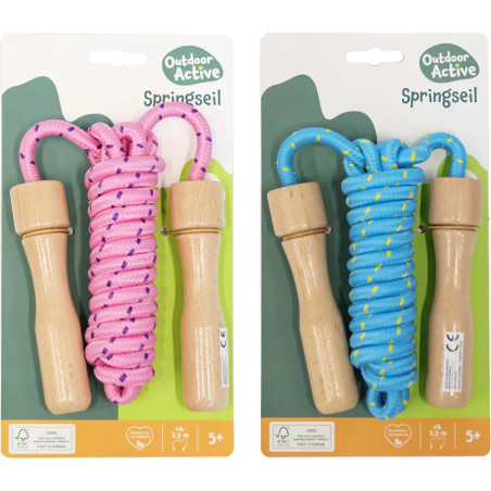 Outdoor active Springseil bunt, Holzgriff, Länge 250 cm, sortiert