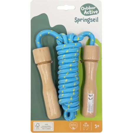 Outdoor active Springseil bunt, Holzgriff, Länge 250 cm, sortiert