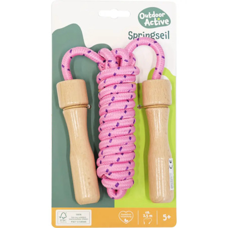 Outdoor active Springseil bunt, Holzgriff, Länge 250 cm, sortiert