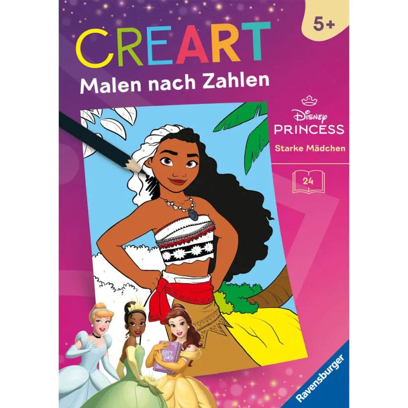 CreArt Malen nach Zahlen ab 5 Disney Prinzessinnen - Starke Mädchen