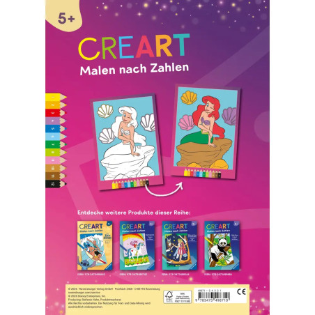 CreArt Malen nach Zahlen ab 5 Disney Prinzessinnen - Starke Mädchen