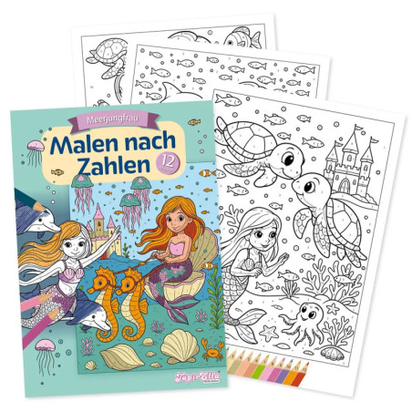 TapirElla Malbuch Malen nach Zahlen Meerjungfrau