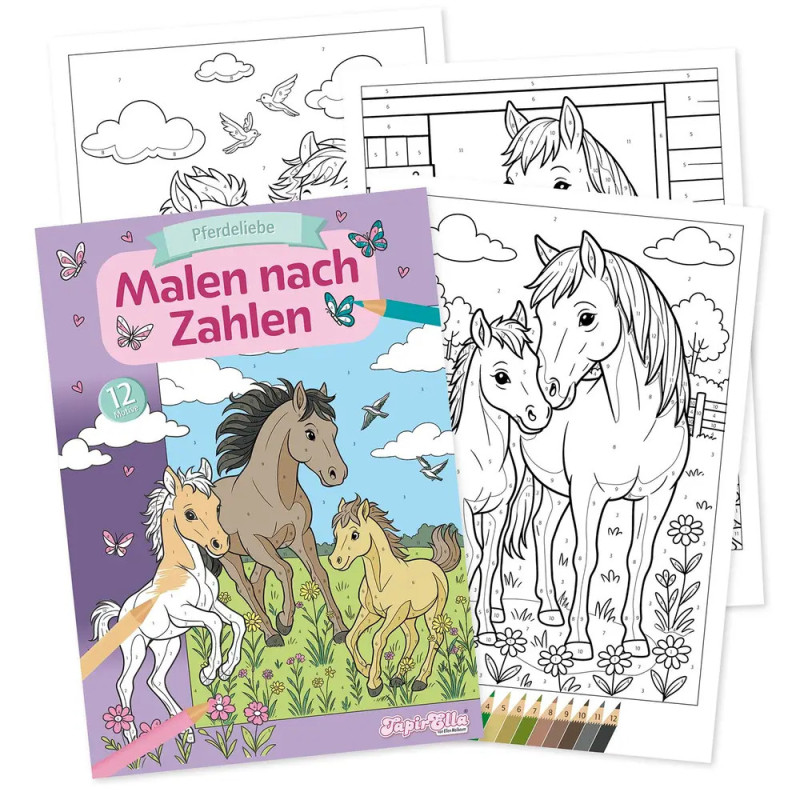 TapirElla Malbuch Malen nach Zahlen, Pferde