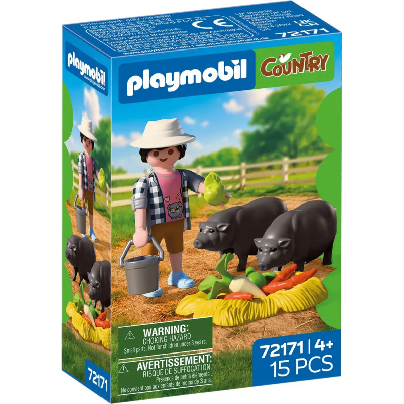 Landwirt mit Hängebauchschwein