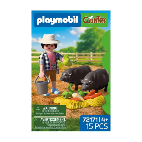Landwirt mit Hängebauchschwein