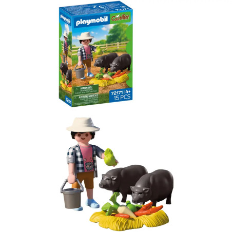 Landwirt mit Hängebauchschwein