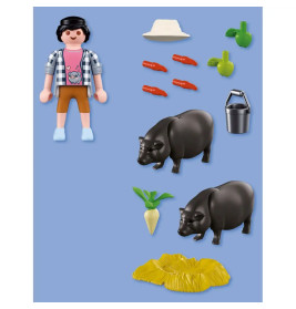 Landwirt mit Hängebauchschwein