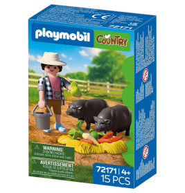 Landwirt mit Hängebauchschwein