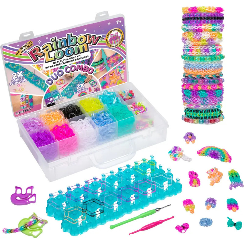 VEDES Rainbow Loom Combo Duo Set | Umfangreiches Bastelset mit Gummibändern | Ab 8 Jahren