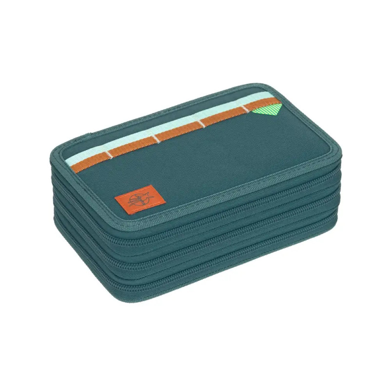 School Triple Pencil Case Unique dark green