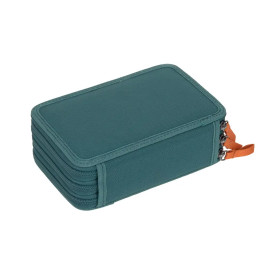 School Triple Pencil Case Unique dark green