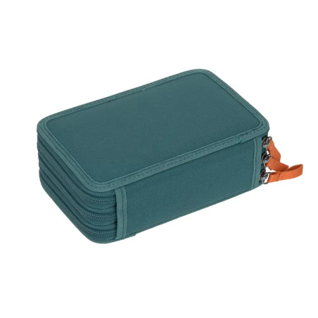 School Triple Pencil Case Unique dark green