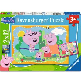 Ravensburger Kinderpuzzle Peppa Wutz 2x12 T. | Glückliche Familie Wutz | Ab 3 J.