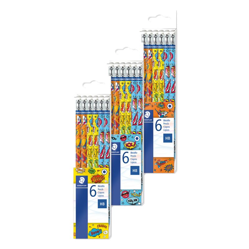 Bleistifte 6er-Pack mit Radier er HBSB