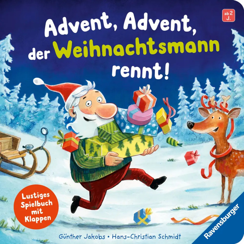 Advent, Advent, der Weihnachtsmann rennt! - Weihnachtliches Spielbuch mit lustigen und großen Klappe
