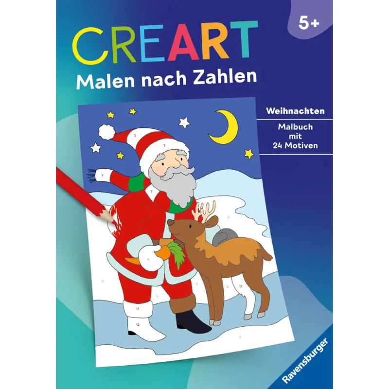 Ravensburger CreArt Malen nach Zahlen ab 5: Weihnachten, Malbuch, 24 Motive