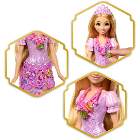 Disney Princess Jewel Reveal Rapunzel Modepuppe mit 8 Überraschungen wie Juwelenbox und 10 Zubehörte