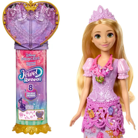 Disney Princess Jewel Reveal Rapunzel Modepuppe mit 8 Überraschungen wie Juwelenbox und 10 Zubehörte