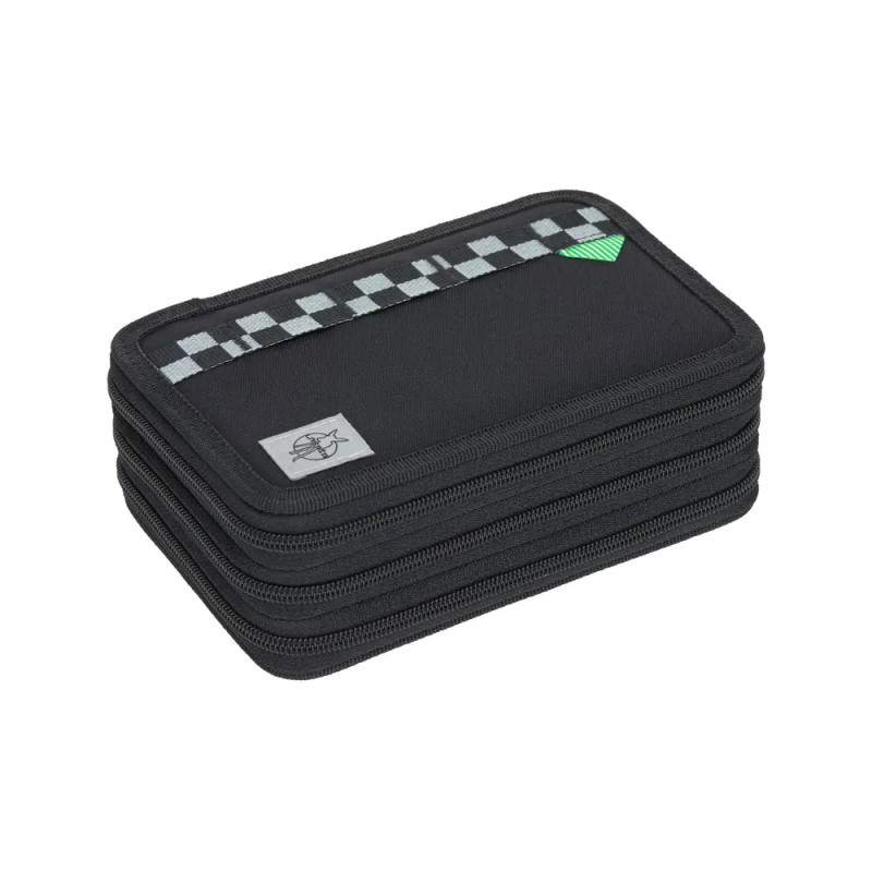 School Triple Pencil Case Unique black