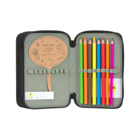 School Triple Pencil Case Unique black