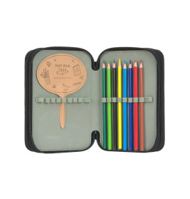 School Triple Pencil Case Unique black