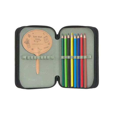 School Triple Pencil Case Unique black
