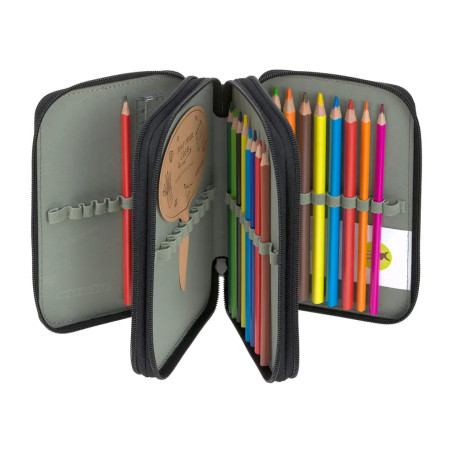 School Triple Pencil Case Unique black