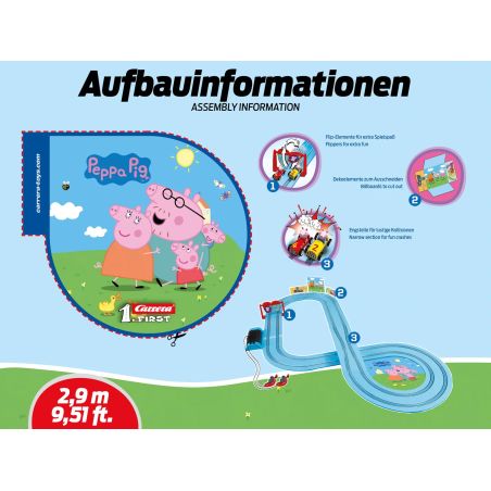 Carrera® First Peppa Pig Rennbahn 2,4m | Batteriebetrieben | Mit Peppa & Freunden | Ab 3 Jahren