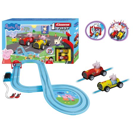Carrera® First Peppa Pig Rennbahn 2,4m | Batteriebetrieben | Mit Peppa & Freunden | Ab 3 Jahren