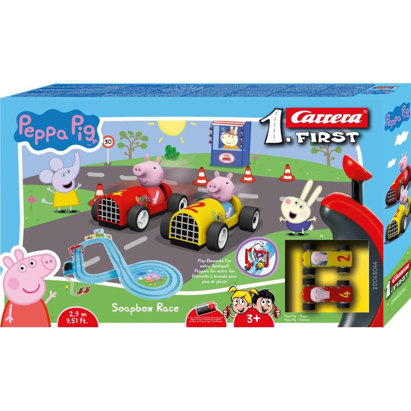 Carrera® First Peppa Pig Rennbahn 2,4m | Batteriebetrieben | Mit Peppa & Freunden | Ab 3 Jahren