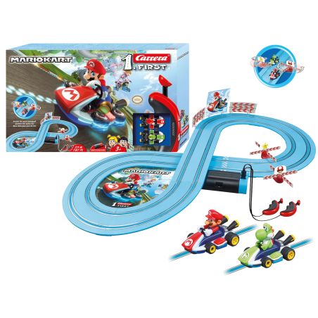 Carrera® First Mario Kart Rennbahn 2,4m | Batteriebetrieben | Mario & Yoshi | Ab 3 Jahren