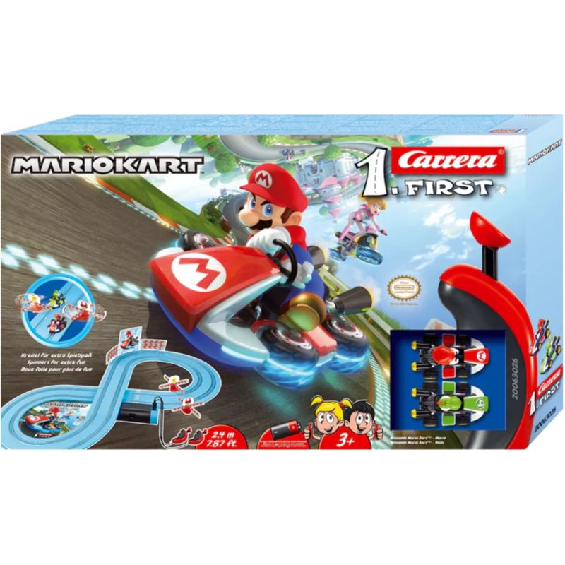 Carrera® First Mario Kart Rennbahn 2,4m | Batteriebetrieben | Mario & Yoshi | Ab 3 Jahren