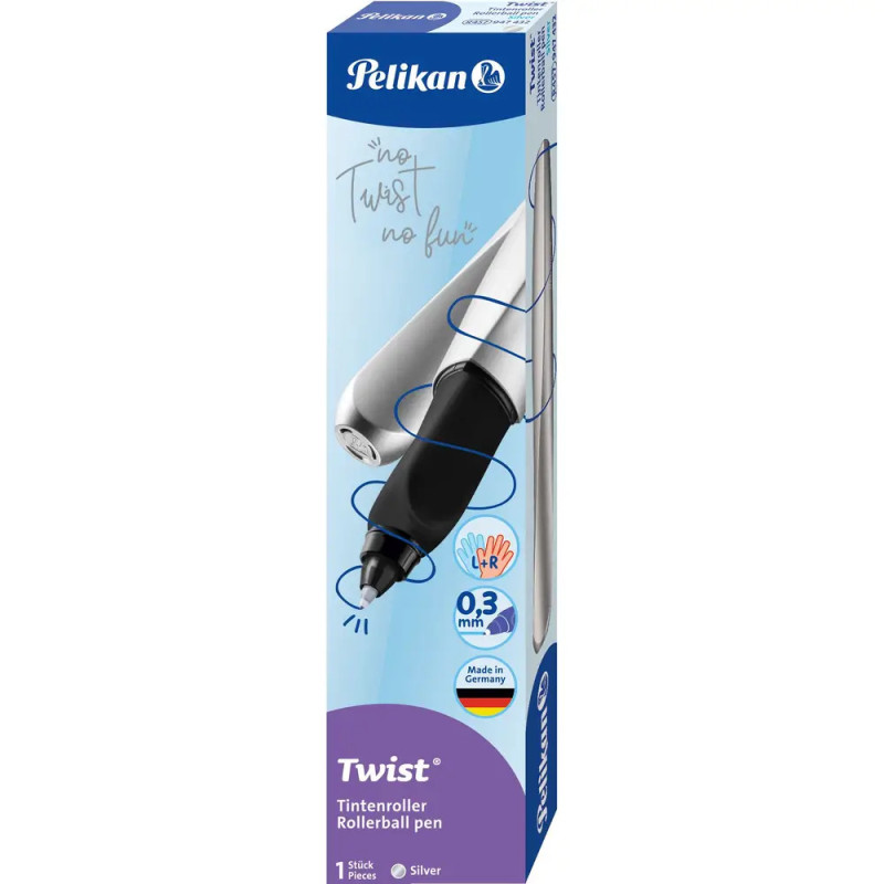 Pelikan Tintenroller Twist R457 silber – Ergonomisches Schreibgefühl