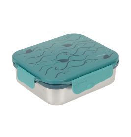 Lässig Scato Lunchbox Unique Shark pastel petrol | Coole Brotdose für Kinder