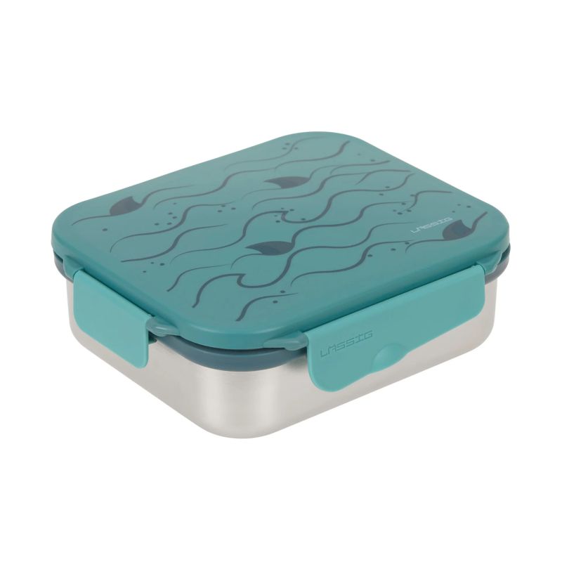 Lässig Scato Lunchbox Unique Shark pastel petrol | Coole Brotdose für Kinder