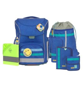 LÄSSIG Schulranzen-Set Slim Unique SmileyWorld® electric blue 7-teilig – Ergonomisch & Eco