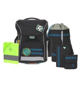 LÄSSIG Schulranzen-Set Slim Unique Football black 7-teilig – Ergonomie & Nachhaltigkeit