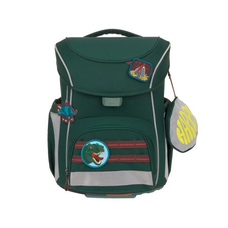 LÄSSIG Schulranzen-Set Slim Unique Dino dark green 7-teilig – Ergonomisch & Nachhaltig