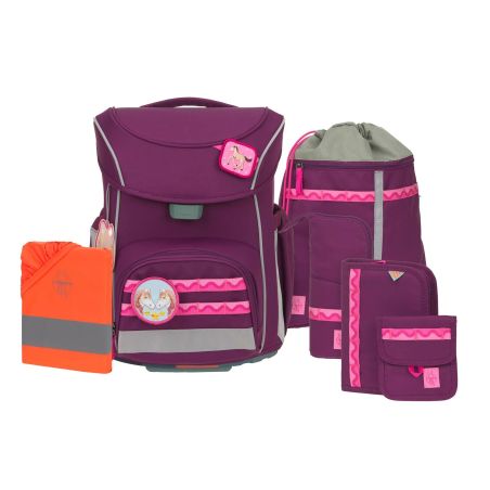 LÄSSIG Schulranzen-Set Slim Unique berry 7-teilig – Ergonomie & Nachhaltigkeit