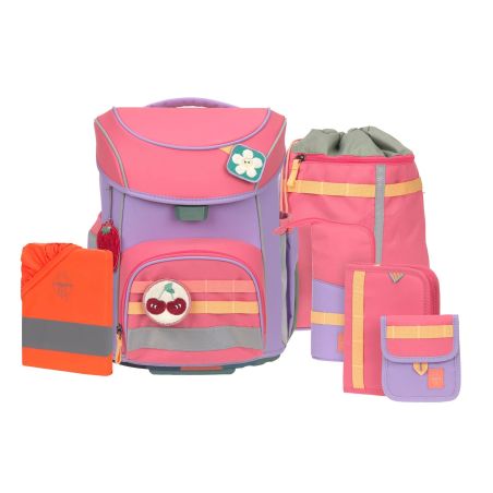 LÄSSIG Schulranzen-Set Slim Unique strawberry ice 7-teilig – Ergonomie & Nachhaltigkeit