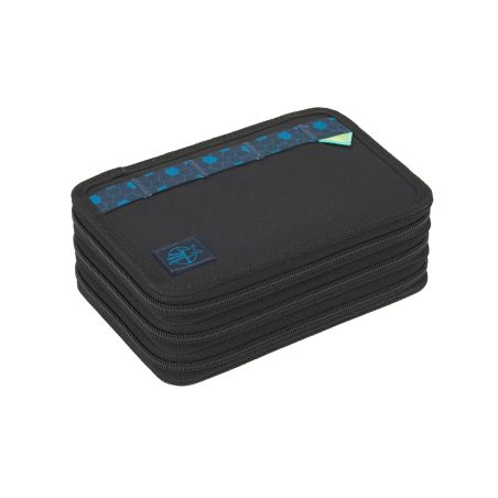 LÄSSIG School Triple Pencil Case Unique Football black – Federmäppchen 3 Fächer