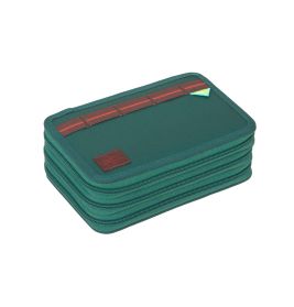 LÄSSIG School Triple Pencil Case Unique Dino dark green – Federmäppchen 3 Fächer