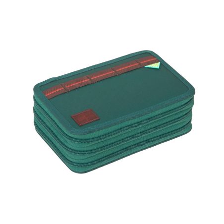 LÄSSIG School Triple Pencil Case Unique Dino dark green – Federmäppchen 3 Fächer