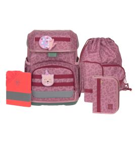 LÄSSIG Schulranzen-Set Light Unique Leopard pink-lilac – Ergonomisch & Leicht