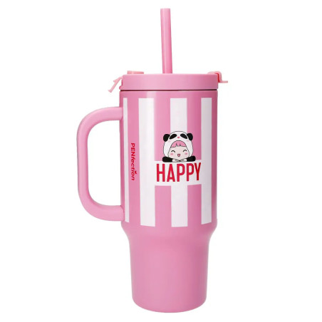PENfection To Go Becher mit Strohhalm HAPPY