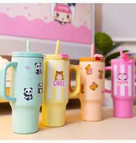PENfection To Go Becher mit Strohhalm HAPPY